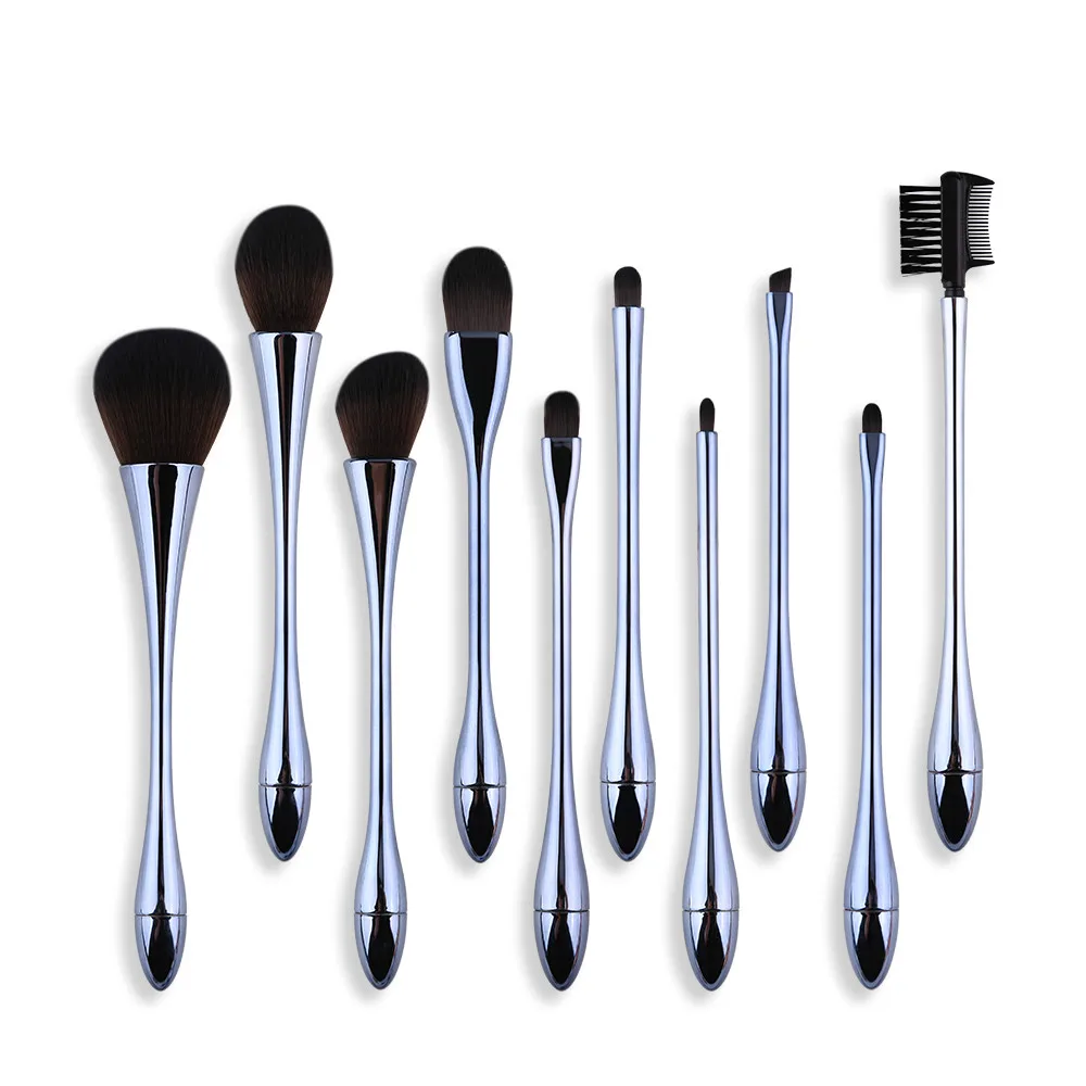 

10 Pcs/Set High Quality Blending Brush Set Gold Blue Professional Makeup Brushes Sets & Kits Powder Brush