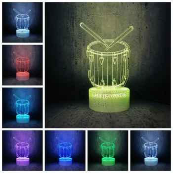 

Snare drum Bedside night light Musical instrument 3D LED Lamp kids room decor baby sleep bulb cartoon lava child gift
