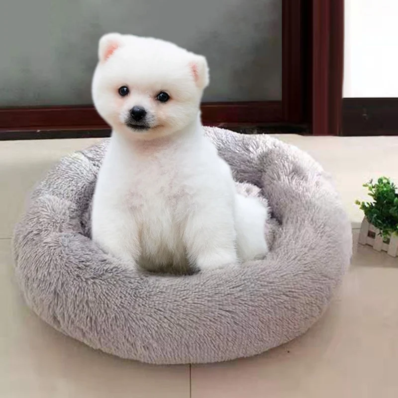 Собака круглая кошка собака кровать теплый спальный мешок длинный плюшевый мягкий дом для домашних животных Успокаивающая кровать Удобная кошка подстилка спальные места продукт для домашних животных