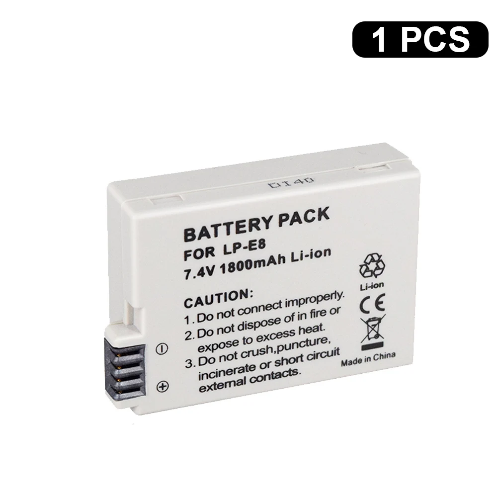 1PCS PALO LPE8 Батарея пакет LP-E8 акумуляторная батарея LP-E8 LP E8 для Canon 550D 600D 650D 700D X4 X5 X6i X7i T2i T3i T4i T5i DSLR Камера 0,11 - Цвет: 1PCS
