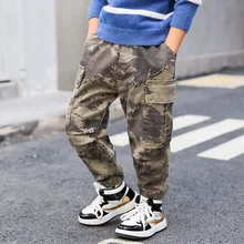 Детская одежда; повседневные камуфляжные брюки для мальчиков; сезон осень-зима; брюки для больших мальчиков; Новинка года; стильная модная весенняя одежда