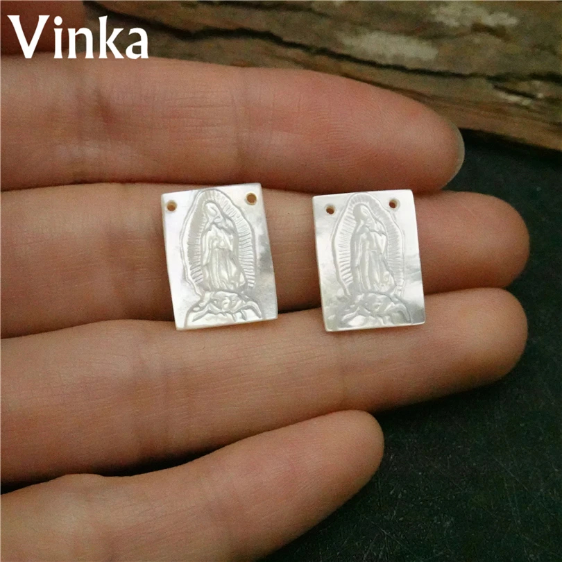 5pcs/lot Genuine MOP Shell Virgin Mary Madonna 12*16MM Mother Of Pearl Pendant Jewelry