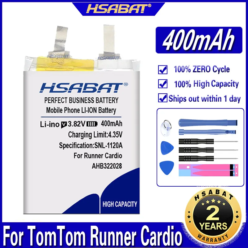 HSABAT AHB322028 400mAh батарея наивысшей емкости для TomTom Runner кардио часы батареи |