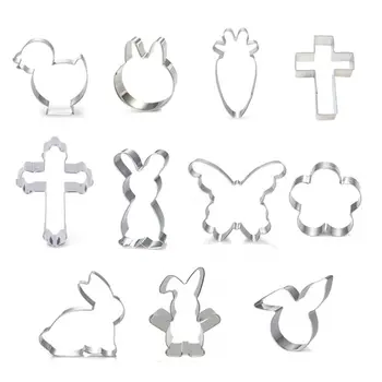 

Cute Easter Element Cookie Cutter Rabbit Chick Bunny Shape Mold Stainless Steel X7JE