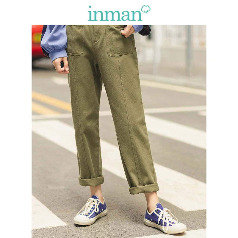 INMAN, осень, Новое поступление, хлопок, хаки, классические, литературные, модные, универсальные, повседневные, узкие брюки