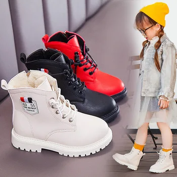 

2020 Fashion Pu Leather Boot New Winter Children's Shoes Princess Girls Anti Slip Foot Warmer Fashion Boys Girls Martin Boots