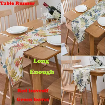 

Christmas Embroidered Table Runners Handmade Red/Green Leaves Table Cover Party Decor for Christmas Decorations 30X220CM