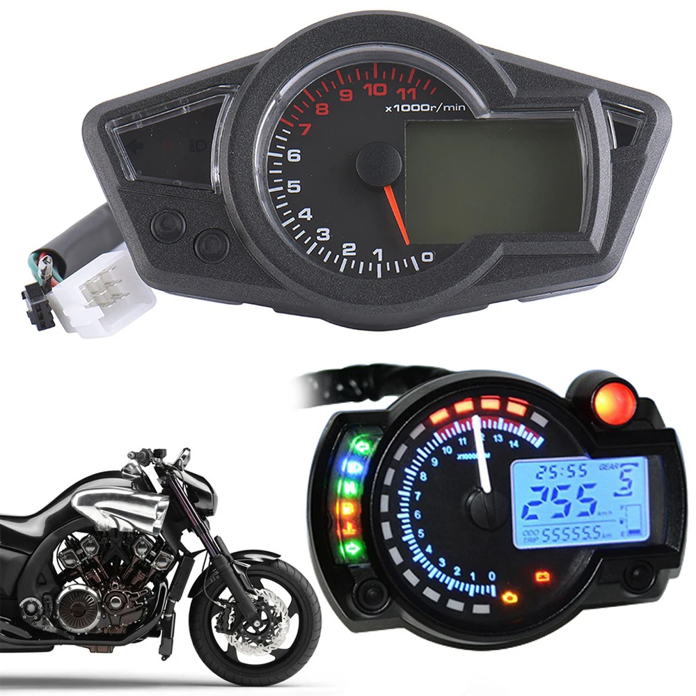 

Hot New Motorcycle LCD Digital Meter Multipurpose LCD Odometer Speedometer with Blue Light