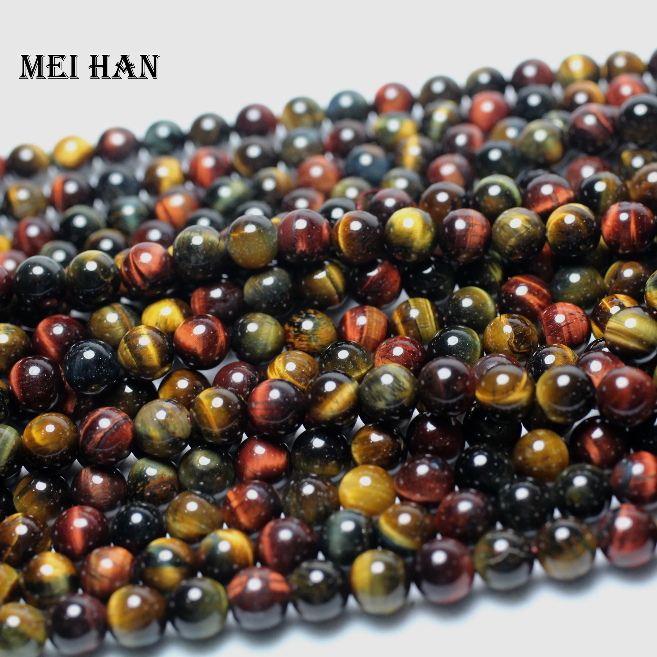 Meihan натуральный 8 мм Красочные тигровый глаз камень свободные бусины Кристалл для изготовления ювелирных изделий дизайн diy