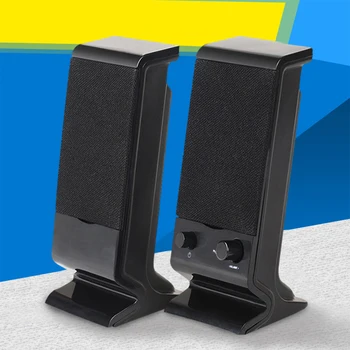 

Portable Wired Mini Music Player Multifunctional Desktop 3.5mm Jack Computer Speakers Dual Track Volume Control USB Power Laptop