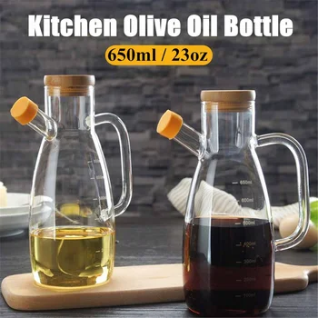 

Kitchen Tools Cooking Seasoning Bottle Dispenser Sauce Bottle Glass Storage Bottles for Oil and Vinegar Measuring Tool 650ml