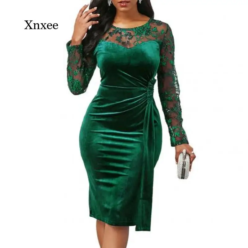 

Lace Mesh Pencil Mini Dress Patchwork New Stylish Sexy Women See Through Long Sleeve Ruched Bodycon Party Fashion Dresses Outfit
