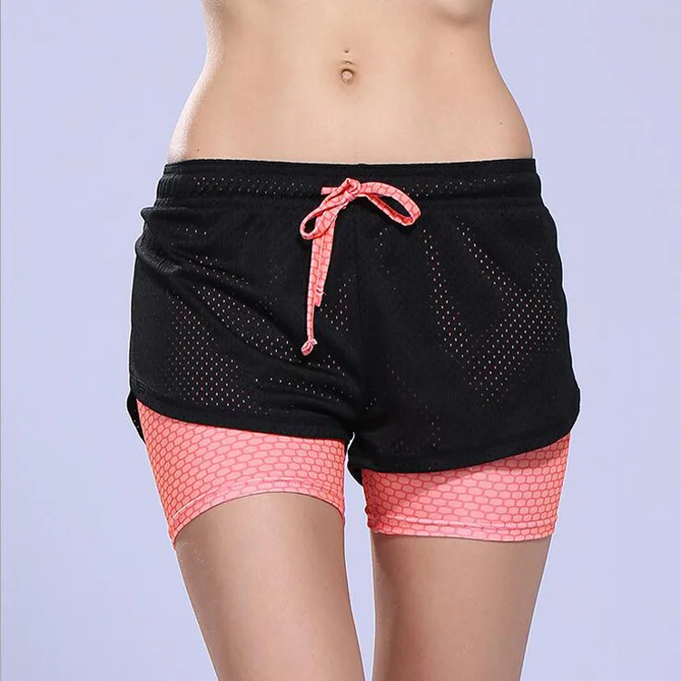 

Sports Shorts Women's Anti-Exposure Outdoor Running Fitness Quick Drying Pants with Lining Mock Two-Piece Yoga Shorts Printed