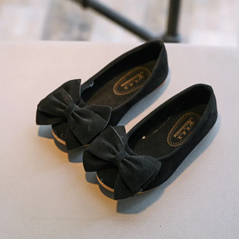 New arrival Lovely Girls Shoes Baby Girls Solid Color Bowknot Slip-on Cow Muscle Outsole Princess Shoes Bow Dance Shoes - Цвет: Черный