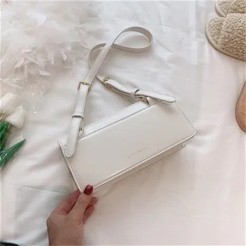 

Letter Rectangular Bag Crossbody Shoulder Bag for Women 2020 New Fashion Adjustable Shoulder Strap Solid Color Messenger Bag