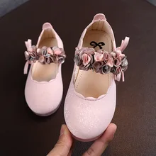 

Girls Leather Shoes Autumn Fashion Flower Kids Princess Shoes Flat Heels Floral Little Girl Shoes Size 22-31 SKQ001