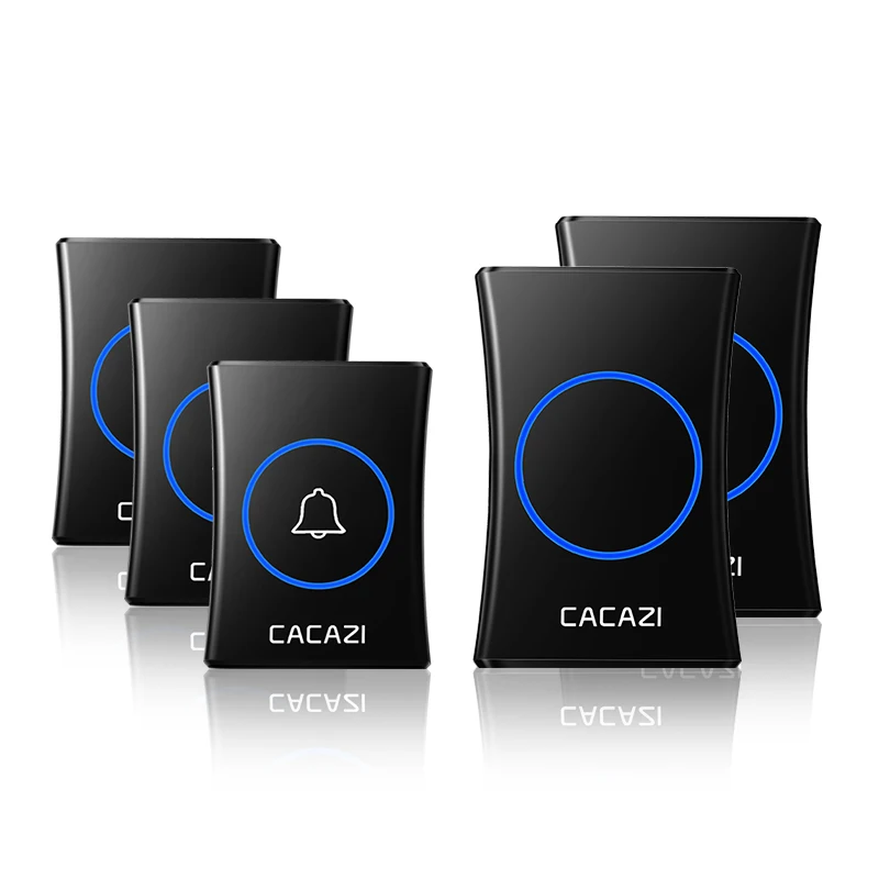 3 button 2 receiver CACAZI, умный водонепроницаемый беспроводной дверной звонок, 3, 4 кнопки, 1, 2, 3 приемника, США, ЕС, Великобритании, Австралии, беспроводной домашний звонок с дистанционным управлением 300 м - Цвет: 3 button 2 receiver