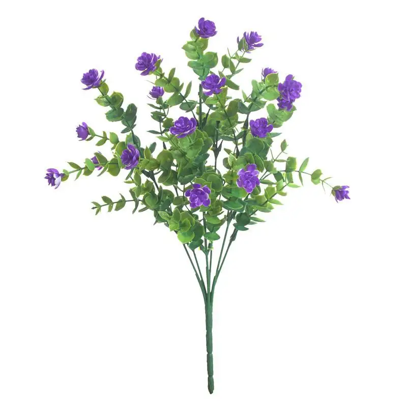 MeterMall Simulating Eugali Rose Green Bonsai Flower Decoration Photography Home Plastic Rose - Цвет: purple