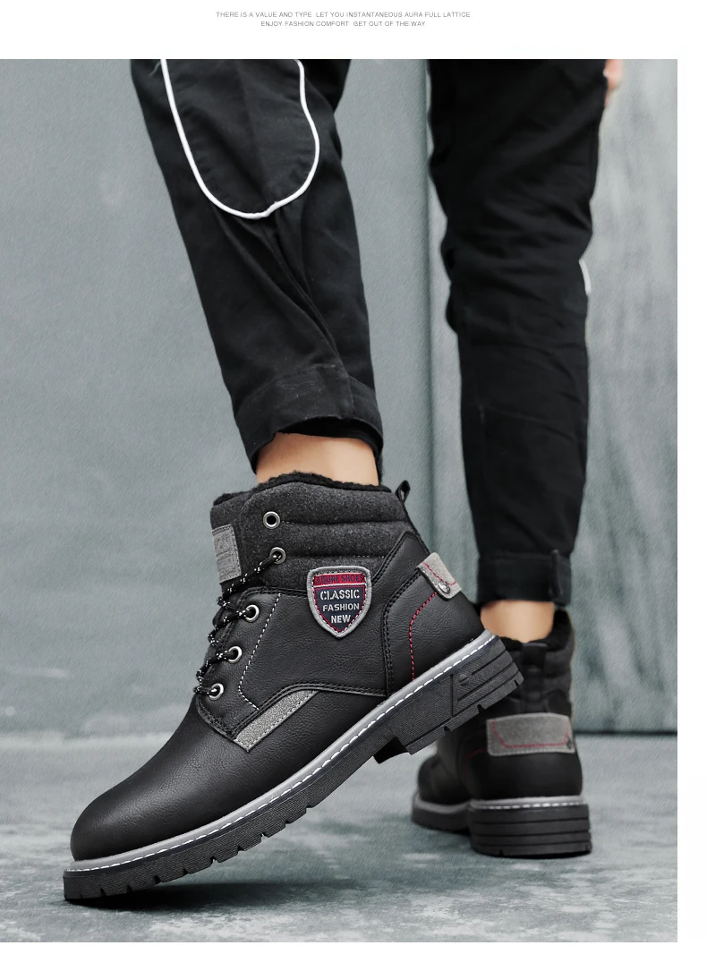 KJEDGB/мужские ботинки; модная очень теплая зимняя обувь; уличные повседневные брендовые зимние ботинки; нескользящие ботильоны; мужские ботинки; размеры 39-45