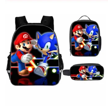

2020 new 16Inch Child Mochila Cartoon School Backpack Sonic Bookbag The Hedgehdg for Boys and girls Daypack Bag Teenagers