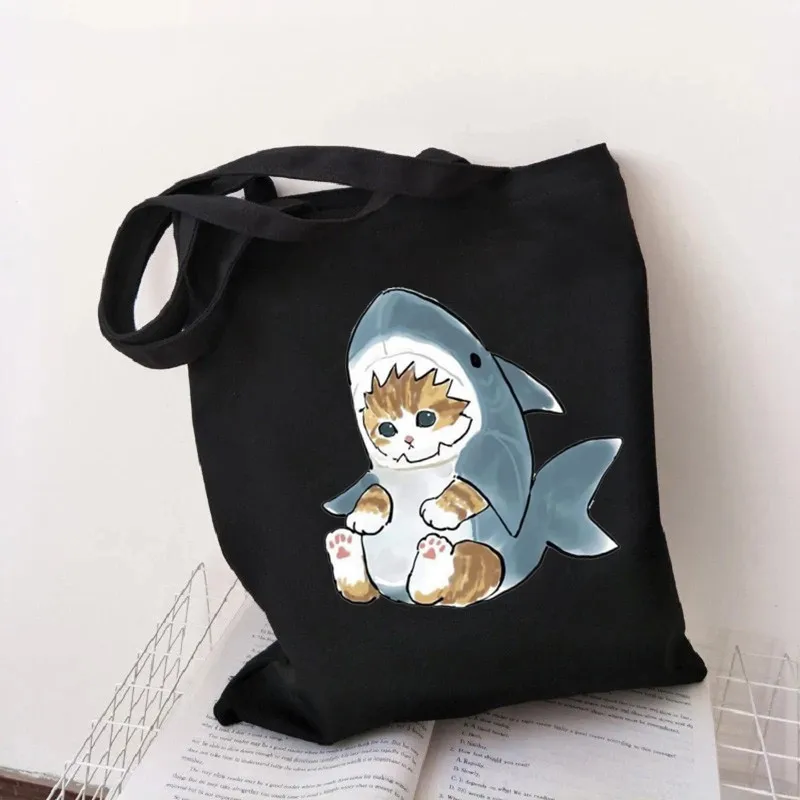 Сумка для покупок Cat Shark многоразовая из джута меховые сумки | Багаж и
