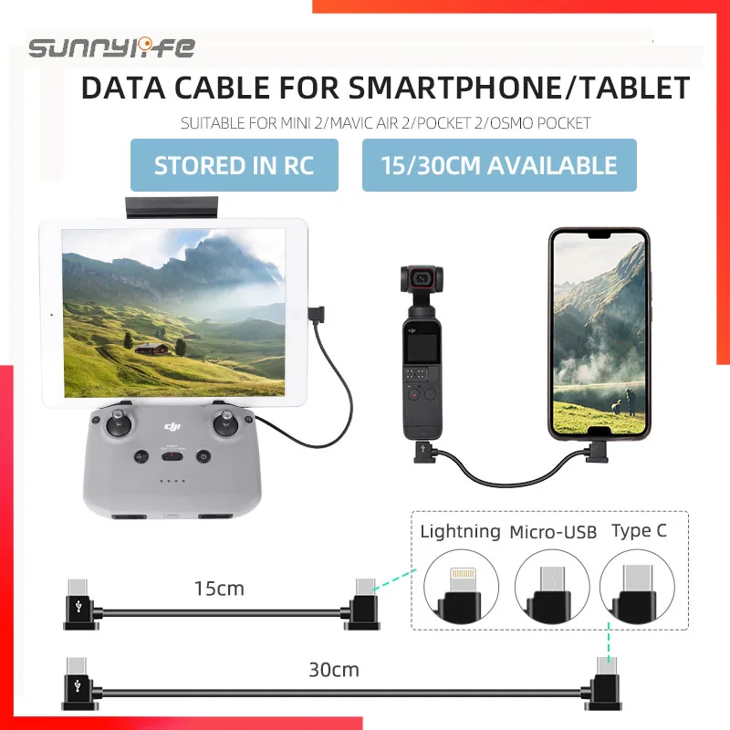 Per Occhiali Fpv V2/Mini 2/Pocket 2/Mavic Air 2 Type-C A Lightning/Type-C/Cavo Dati Micro-Usb Tablet Smartphone 15/30Cm