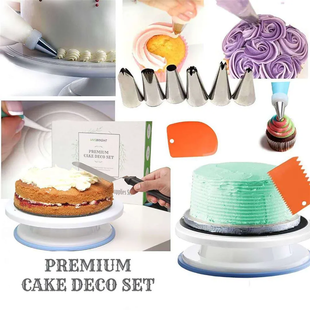 90pcs Cake Plate Turntable Rotating Anti-skid Round Cake Stand Cake Decorating Rotary Table Kitchen DIY Pan Baking Tool