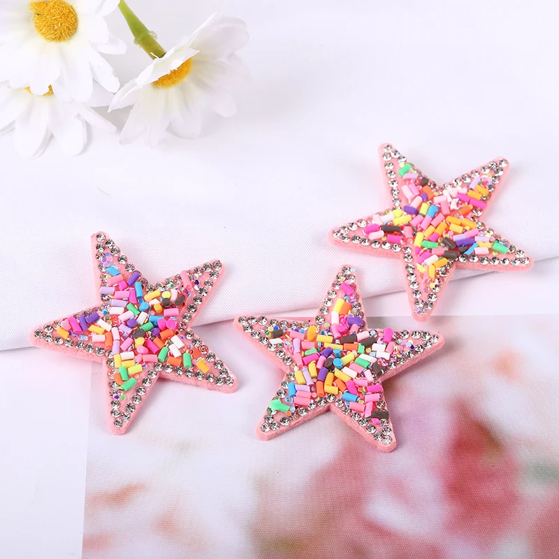 10pcsRhinestonePolymerClayGlitterStarPatchesAppliquedDIYCraft
