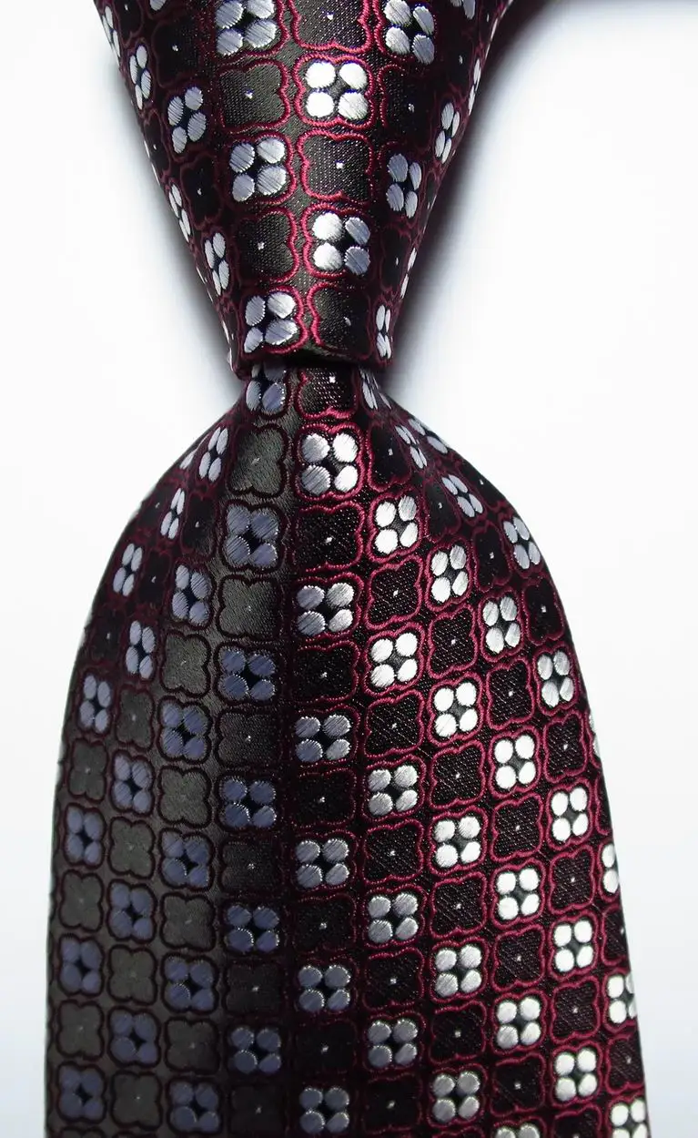 New Fashion Plaid Tie Men's 9cm Silk Necktie Set Red White Black JACQUARD WOVEN 100% | Аксессуары для одежды