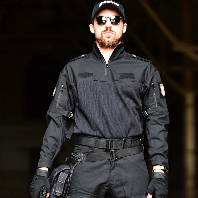 Мужская камуфляжная рубашка тактическая боевая с длинным рукавом армейская