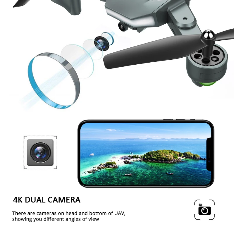 Visuo XS816 RC Drone with 50 Times Zoom WiFi FPV 4K Dual Camera Optical Flow Quadcopter Foldable Selfie Dron VS SG106 M70