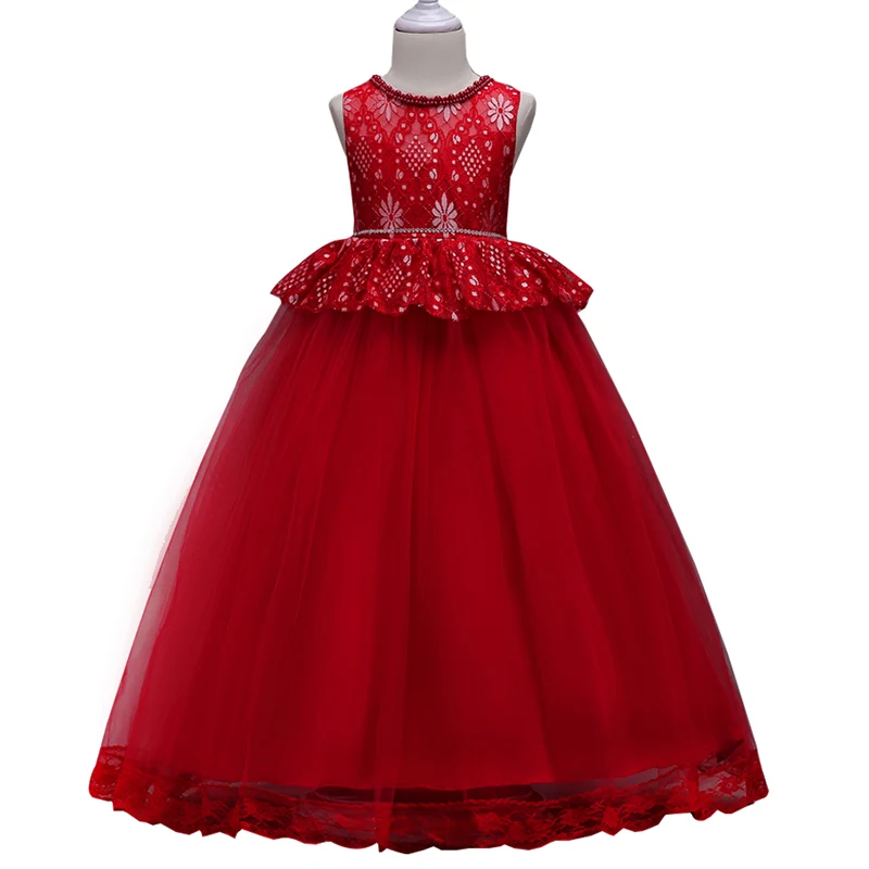 Новое Стильное платье для девочек от 4 до 14 лет, высококачественное кружевное длинное платье принцессы, красивое платье для банкета