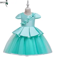 Газовое платье принцессы с цветочным рисунком; детская одежда; платье с цветочным узором для девочек; элегантные платья для рождественских костюмов; одежда для детей