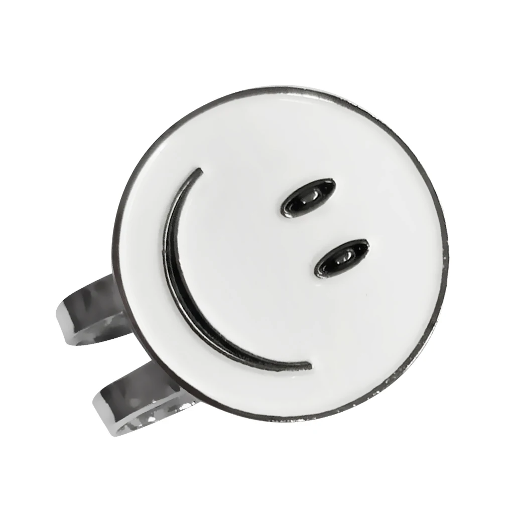 Set of 2 Funny Smile Face Golf Marker and Magnetic Hat Clip Golf Accessories Golf Training Aids