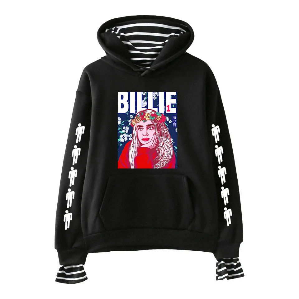 black - style 1 Billie Eilish, для взрослых, унисекс, для женщин и мужчин, с буквенным принтом, толстовка с капюшоном, куртка, свитер, сшитый, стильный, в полоску, спортивный костюм для мальчиков - Цвет: black - style 1