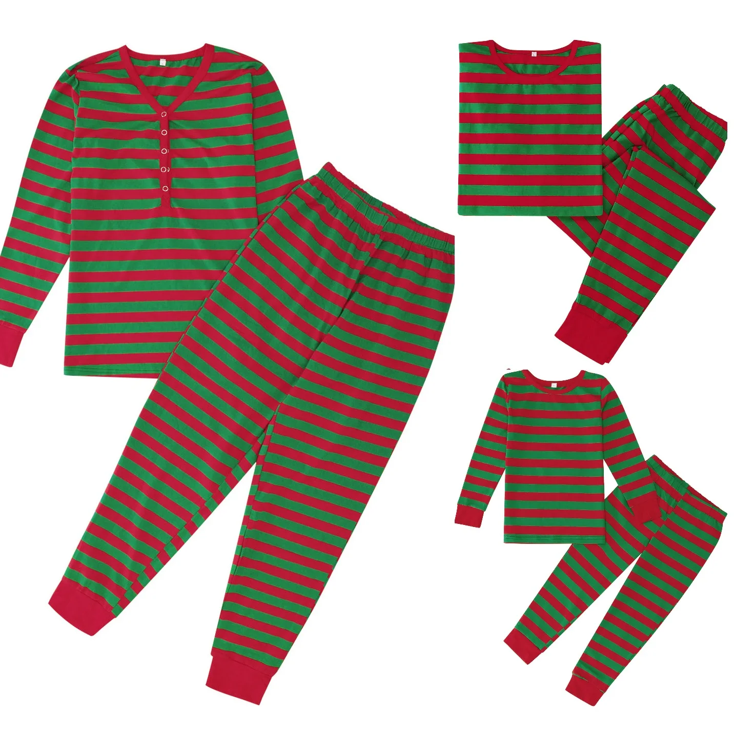 

Striped Matching Christmas Sleepwear Family Pajamas Sets Mother Father & Kids Nightwear Clothes Outfits Cotton Homewear Pyjamas