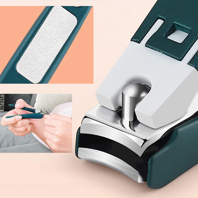 LIZY Professional Nail Clipper with Catcher Stainless Steel Nail Cutting Machine Trimmer Toe Scissors Clip Catcher
