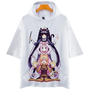 

NEKOPARA Hooded t shirt Uzumaki cos hot short-sleeved hooded T-shirt unisex couple love parent-child cosplay