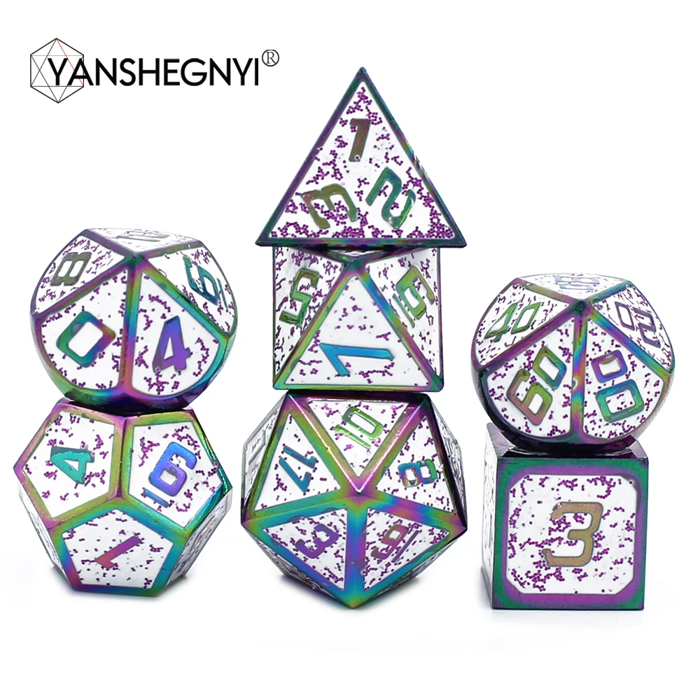 New Dice set dnd dices Scales Metal Dice 7pcs with Pouch for dice RPG