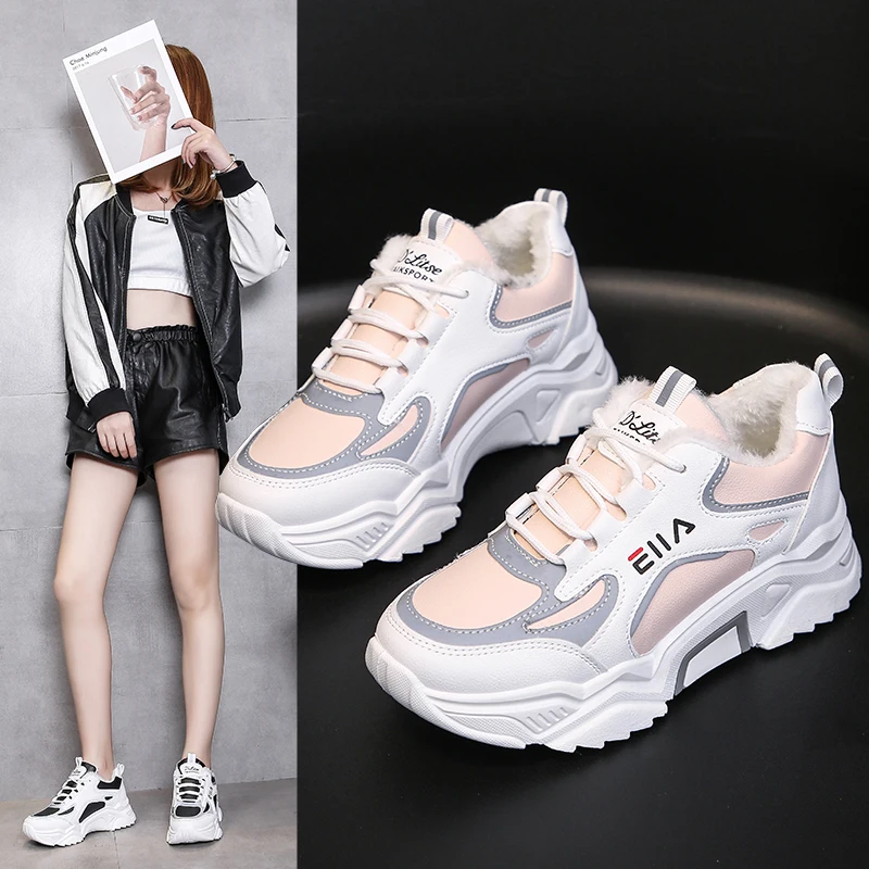 

Women Casual Sneakers Winter Sneakers Plush Fur Keep Warm Women Shoes Lace Up Female Shoes Comfortable Shoes Women