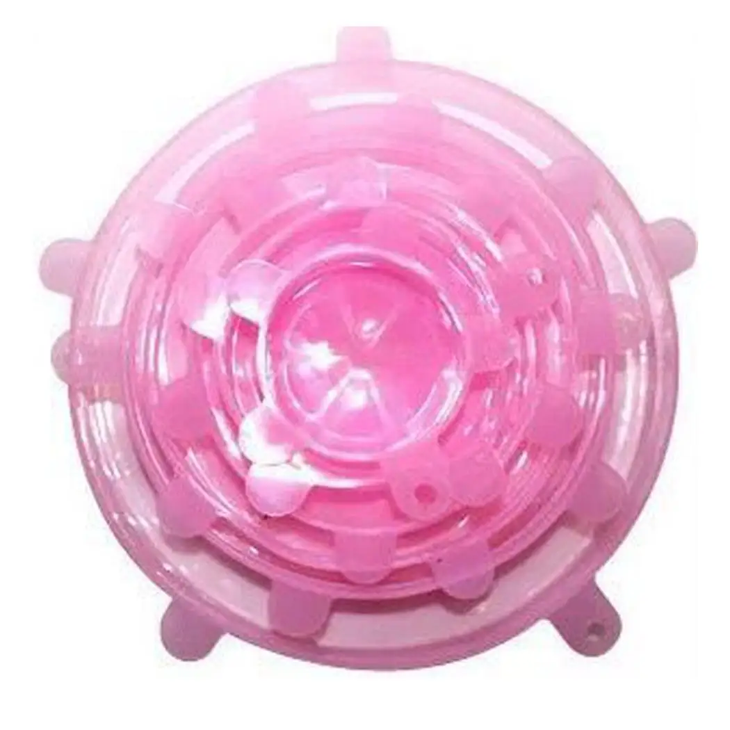 pink New lids 6 PCS Silicone Stretch Lids Reusable Bowl Sealed Fresh Cover - Цвет: pink