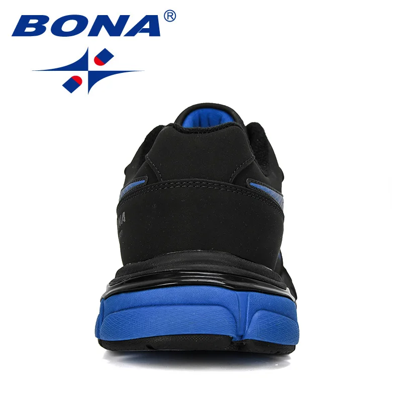 Ceny BONA 2019 nowy projektanci popularne krowy skóra Split trampki męskie na co dzień oddychające buty miękkie Jogging tenis buty męskie obuwie sportowe