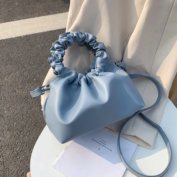 

PU Leather Cloud Tote Bags For Women 2020 Solid Color Shoulder Messenger Bag Female Handbags and Purses Travel Totes