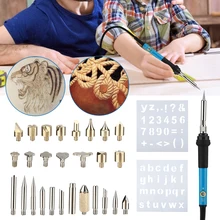 60w gravura caneta elétrica ferro de solda queima madeira kit lançando palavra gravação pirografia ferramenta artesanato conjunto