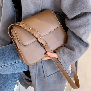 

Solid Vintage Shoulder Bag For Women 2020 Trend Simple Fashion Crossbody Bag Small PU Leather Branded Designer Handbags Purse