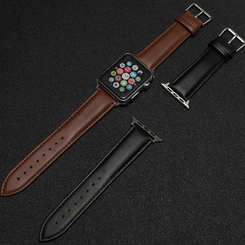 

Leather watch strap For Apple Watch series 3 2 1 38mm 42mm leather Bracelet For iwatch 5 4 bands 44mm 40mm watch accessories