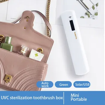 

Auto Work Disinfection Box Lamp Travel Business Trip cabina uv led Solar/USB Charging Portable UVC Toothbrush Sterilizer Smart