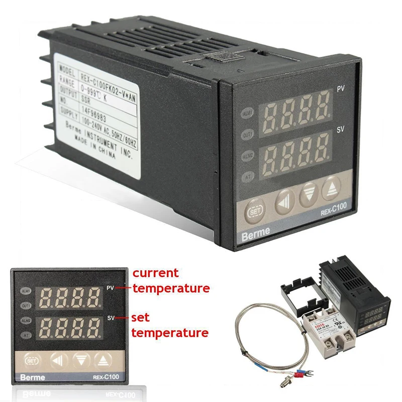 Цифровой 110 240V 220V AC PID REX C100 Температура контроллер с Max.40A SSR K регулятор температуры