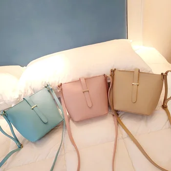 

New Korean version of ins bag trendy fashion bucket bag pu female crossbody bag