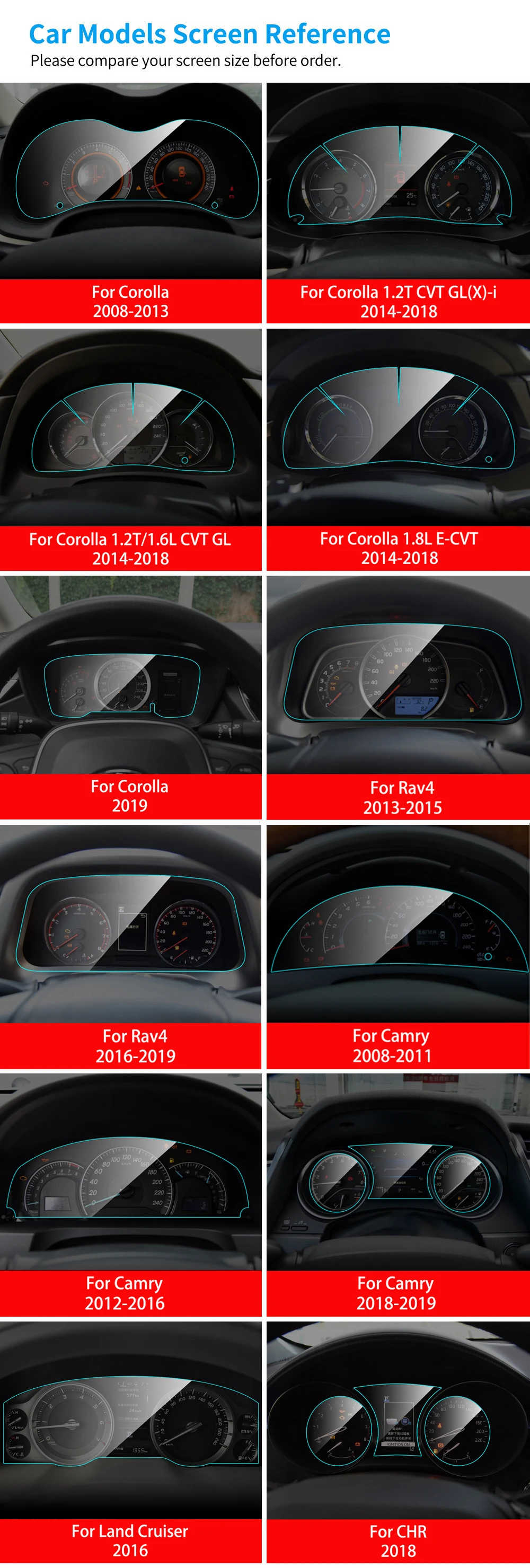 Автомобильная панель инструментов, Защитная пленка для Toyota Corolla Camry Rav4 C HR Cruiser, интерьерная защитная пленка из ТПУ, автомобильные аксессуары